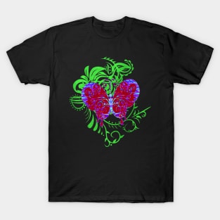 Decorative Cherry Red Butterfly Silhouette Art T-Shirt